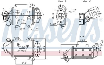 Cooler, exhaust gas recirculation NISSENS 989457