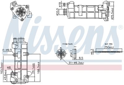 Cooler, exhaust gas recirculation NISSENS 989458