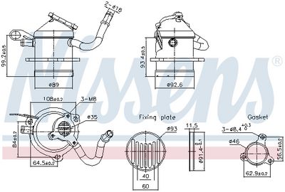 Cooler, exhaust gas recirculation NISSENS 989480