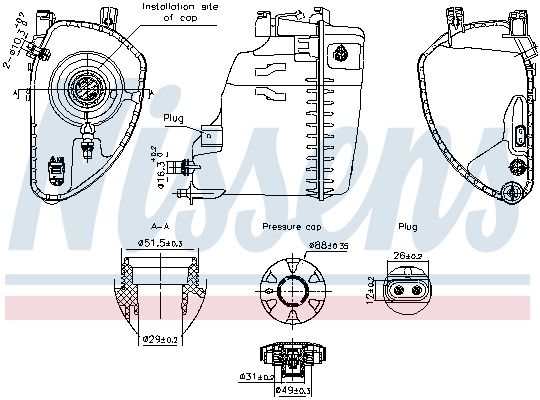NISSENS 996198 Expansion Tank, coolant