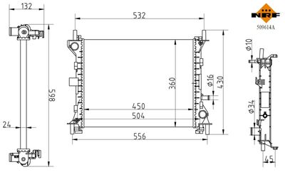 Radiator, engine cooling NRF 509614A