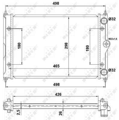 Radiator, engine cooling NRF 519505
