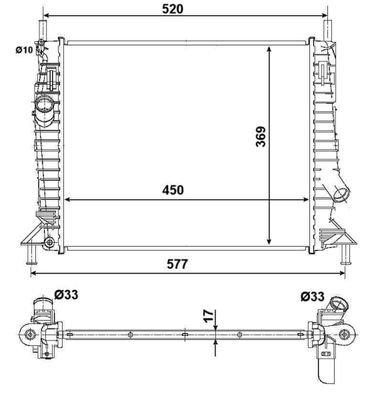 Radiator, engine cooling NRF 53028