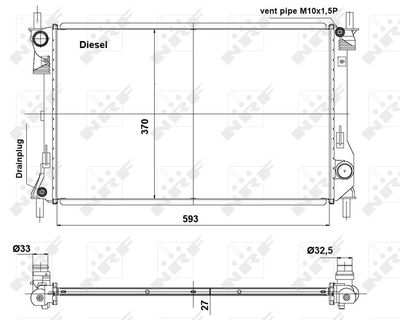 Radiator, engine cooling NRF 56040