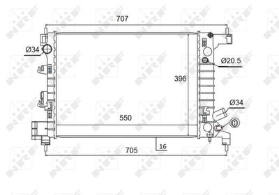 Radiator, engine cooling NRF 58504