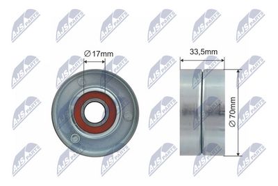 Tensioner Pulley, V-ribbed belt NTY RNK-AR-003