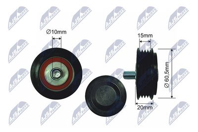 Tensioner Pulley, V-ribbed belt NTY RNK-AU-006