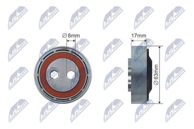 Tensioner Pulley, V-ribbed belt NTY RNK-AU-007