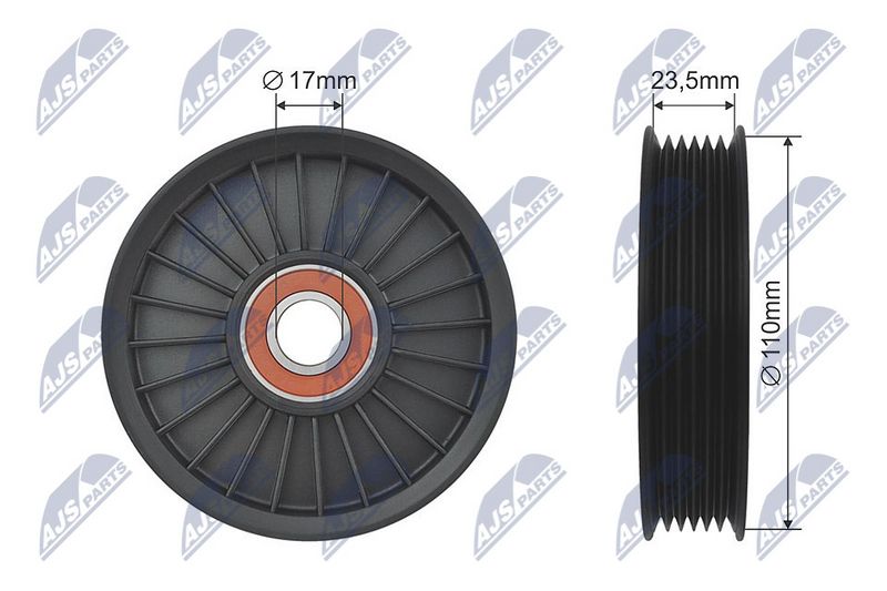 NTY RNK-AU-017 Deflection/Guide Pulley, V-ribbed belt