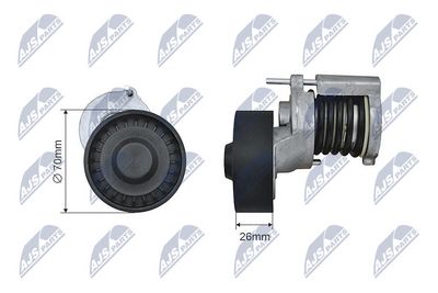 Tensioner Pulley, V-ribbed belt NTY RNK-AU-019