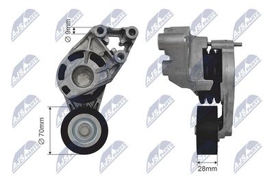 Tensioner Pulley, V-ribbed belt NTY RNK-AU-027