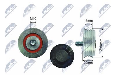 Deflection Pulley/Guide Pulley, V-belt NTY RNK-AU-036