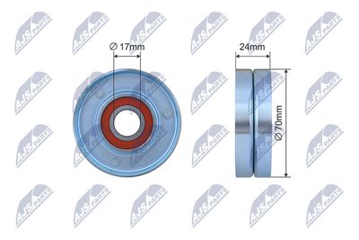 Tensioner Pulley, V-ribbed belt NTY RNK-AU-074
