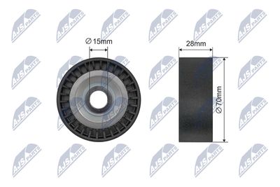Tensioner Pulley, V-ribbed belt NTY RNK-AU-076