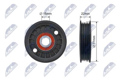 Tensioner Pulley, V-ribbed belt NTY RNK-AU-077