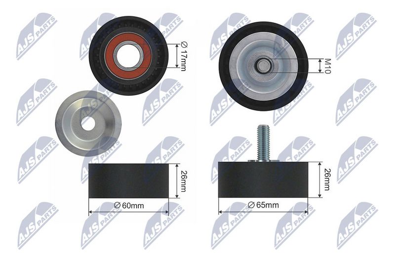 NTY RNK-BM-002 Tensioner Pulley, V-ribbed belt