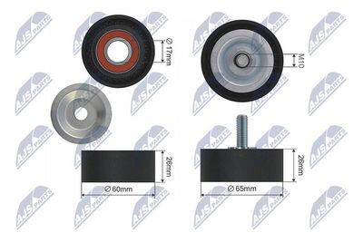 Tensioner Pulley, V-ribbed belt NTY RNK-BM-002