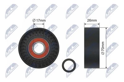 Tensioner Pulley, V-ribbed belt NTY RNK-BM-008