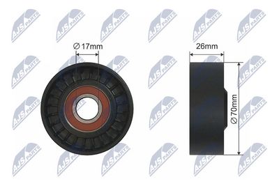 Tensioner Pulley, V-ribbed belt NTY RNK-BM-011