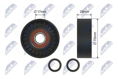 Tensioner Pulley, V-ribbed belt NTY RNK-BM-013