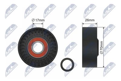 Tensioner Pulley, V-ribbed belt NTY RNK-BM-014