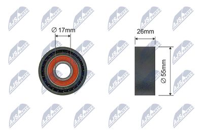 Tensioner Pulley, V-ribbed belt NTY RNK-BM-043