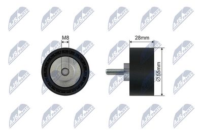 Tensioner Pulley, V-ribbed belt NTY RNK-BM-045