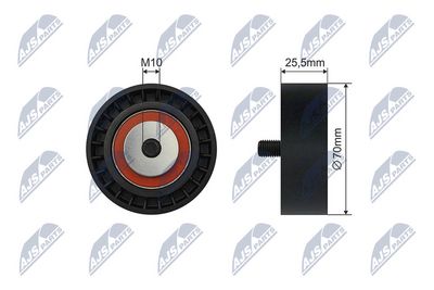 Tensioner Pulley, V-ribbed belt NTY RNK-BM-047