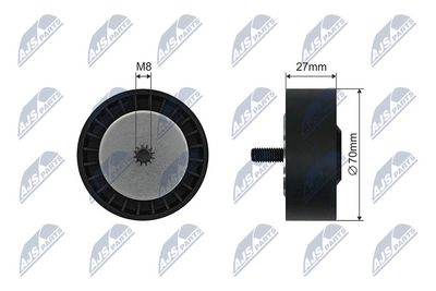 Tensioner Pulley, V-ribbed belt NTY RNK-BM-049
