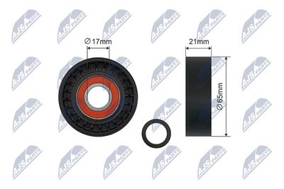 Tensioner Pulley, V-ribbed belt NTY RNK-BM-053