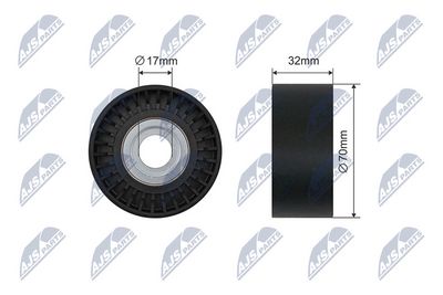 Tensioner Pulley, V-ribbed belt NTY RNK-BM-055