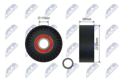 Deflection/Guide Pulley, V-ribbed belt NTY RNK-BM-057