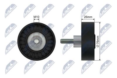 Tensioner Pulley, V-ribbed belt NTY RNK-BM-058