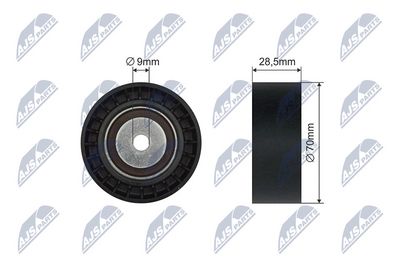 Tensioner Pulley, V-ribbed belt NTY RNK-BM-061