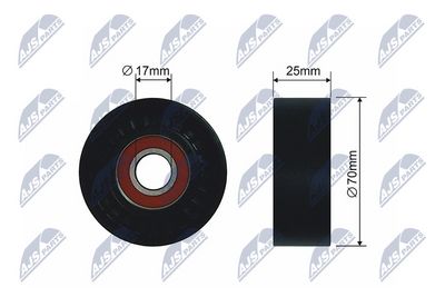 Tensioner Pulley, V-ribbed belt NTY RNK-CH-010A