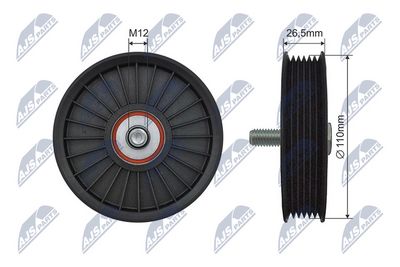Deflection/Guide Pulley, V-ribbed belt NTY RNK-CH-038