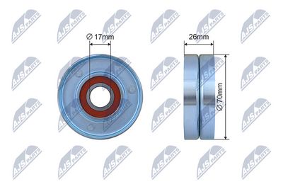 Tensioner Pulley, V-ribbed belt NTY RNK-CH-042