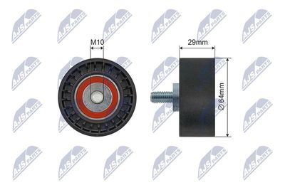 Tensioner Pulley, V-ribbed belt NTY RNK-CH-051