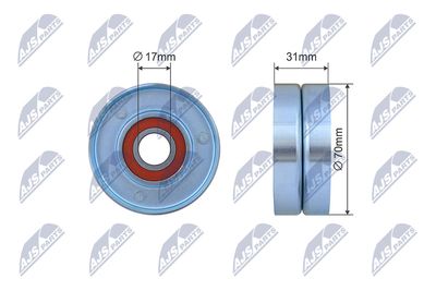 Tensioner Pulley, V-ribbed belt NTY RNK-CH-053