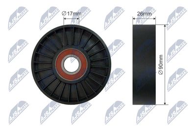 Tensioner Pulley, V-ribbed belt NTY RNK-CH-056