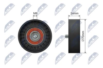 Tensioner Pulley, V-ribbed belt NTY RNK-CH-057
