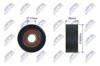Tensioner Pulley, V-ribbed belt NTY RNK-CT-011