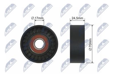 Tensioner Pulley, V-ribbed belt NTY RNK-CT-014