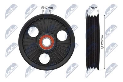 Tensioner Pulley, V-ribbed belt NTY RNK-CT-048