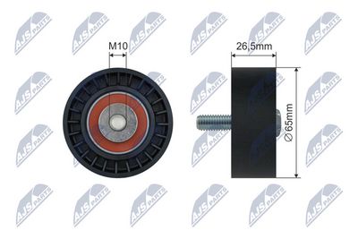 Tensioner Pulley, V-ribbed belt NTY RNK-CT-053