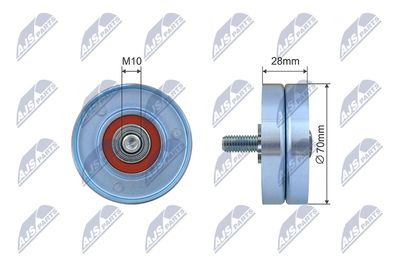 Tensioner Pulley, V-ribbed belt NTY RNK-CT-055