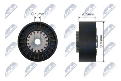 Tensioner Pulley, V-ribbed belt NTY RNK-CT-057