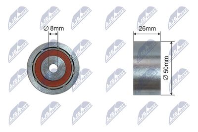 Tensioner Pulley, V-ribbed belt NTY RNK-CT-058