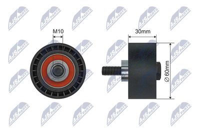 Tensioner Pulley, V-ribbed belt NTY RNK-CT-059