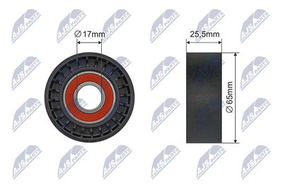 Tensioner Pulley, V-ribbed belt NTY RNK-CT-060